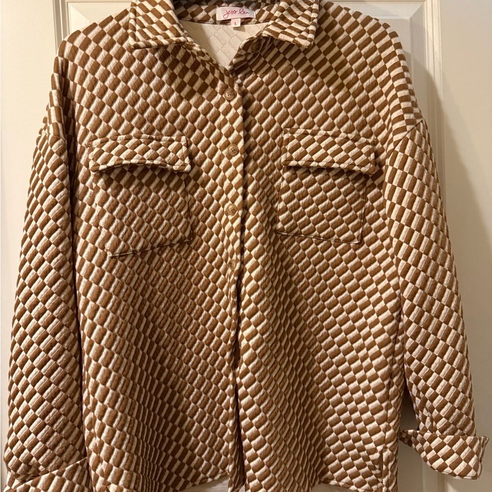 Johnny Was Women's Tan Button Down Shirt
